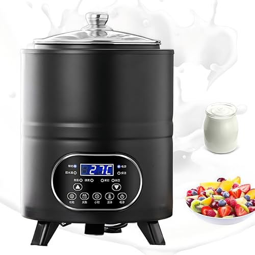 Giuggiolared Macchina per Yogurt Elettrica 400W/600W con Timer 1-24 Ore, Yogurtiera in Acciaio Inox Adatta a Yogurt Classico, Greco e Yogurt Senza Zucchero Fatto in Casa Black-8L