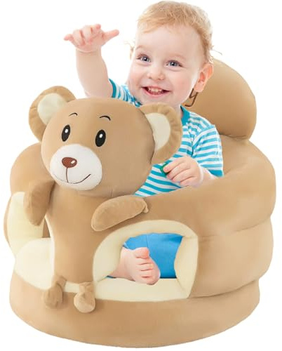 Baby-Sit-Up-Stuhl, niedlicher Cartoon-Braunbär-Säuglings-Sit-Up-Stuhl, leichte und tragbare Babyartikel für Schlafzimmer, Wohnzimmer, Kinderzimmer, Auto, Wohnung, Dekor