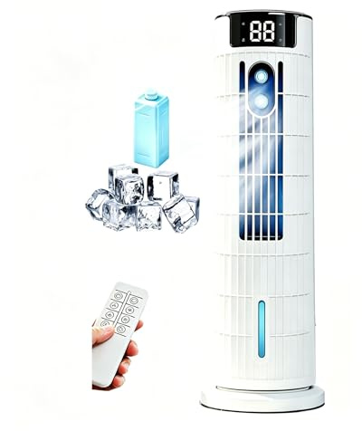 Aire acondicionado portátil sin tubo 4 en 1, enfriador de aire, mando a distancia + Touch con refrigeración potente | Enfriamiento con humidificación | Viento fuerte hasta 7,5 m/s | Silencioso