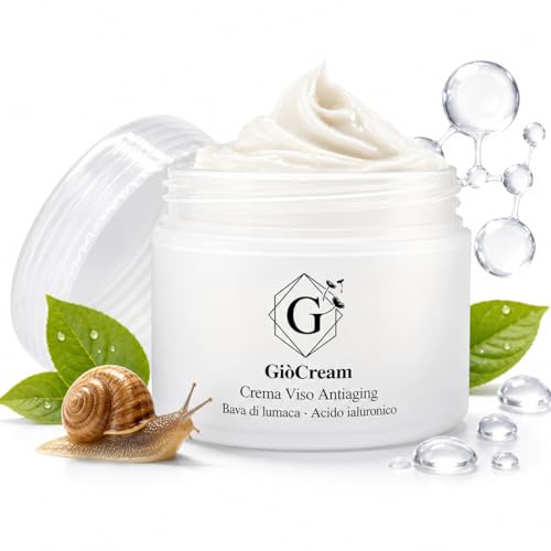 GiòCream Crema Viso Antirughe con Bava di Lumaca e Acido Ialuronico, Antiage Donna e Uomo per Pelle con Perdita di Tono, Effetto Lifting, Collagene Naturale, Rughe Profonde e Pelle Matura, 50 ml