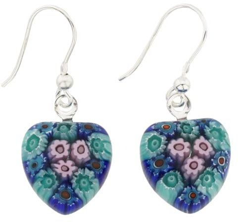 Millefiori Herz Ohrringe - Silber