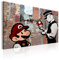 murando - Wandbilder XXL Banksy Super Mario Mushroom Cop 120x80 cm 1 tlg - Wand Deko Vlies Leinwand Bilder Groß Wanddeko Wohnzimmer Schlafzimmer Kunstdrucke - Street Art Graffiti Urban