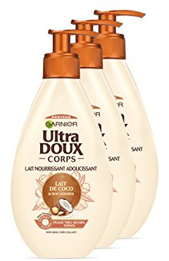 Garnier Ultra Sanfter Körpermilch, pflegend, Kokosmilch/Macadamia, sehr trockene Haut, 250 ml, 3 Stück