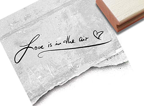 Stempel - Textstempel LOVE IS IN THE AIR ♡ handschriftlich - Wundervoller Schriftstempel, ideal für Liebesgrüße z.B. zum Valentinstag oder als Hochzeitsstempel - Typostempel von zAcheR-fineT