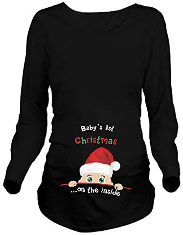 Q.KIM Donna Maglietta Premaman Senza Maniche/Corte/Lunghe T-Shirt Divertente Neonato - Serie Natale