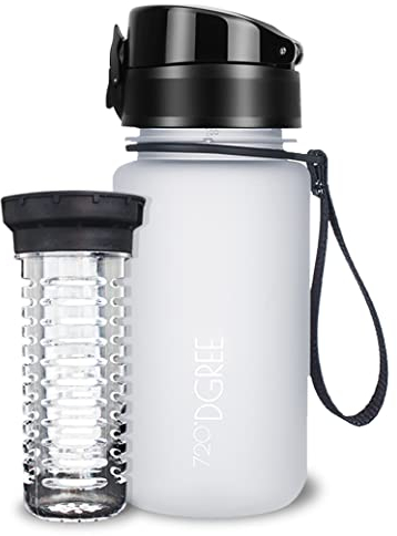 720°DGREE Gourde d'Eau 350ml “uberBottle“ +Fruit-Infuseur, softTouch - Sans BPA, Anti-fuite - Bouteille, water bottle idéale pour Enfants, École, Sport, Randonnée, Camping, Université, Voyage, Travail