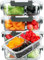 MCIRCO [5 Packungen] Glasbehälter für Mahlzeiten mit 3 Fächern mit Deckeln, Glas-Lunch-Behälter, Lunchbox, Bento-Box, BPA-frei, Mikrowelle, Backofen, Gefrierschrank, spülmaschinenfest (36 oz)