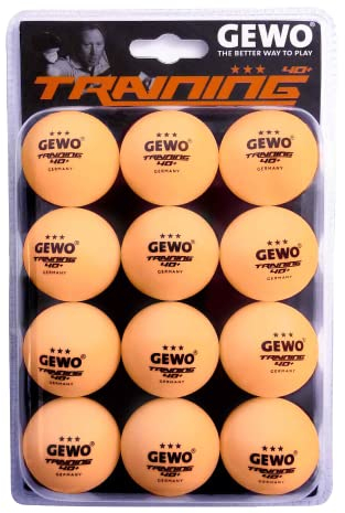 GEWO Training 40+ Tischtennisbälle - 3 Sterne Tischtennis-Ball aus ABS Plastik mit Naht - Hochwertige Trainingsbälle, Durchmesser 40+mm, Vorratspackung mit 12 Stück, orange
