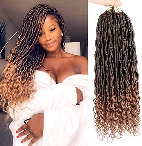 Xtrend 18 Zoll 6Packs Faux Locs Crochet Braids Hair Curly Synthetic Extensions Faux locs Braiding Hair Afro Kinky Soft Dread Dreadlocks 20 Roots/Pack für Schwarze Frauen T30#