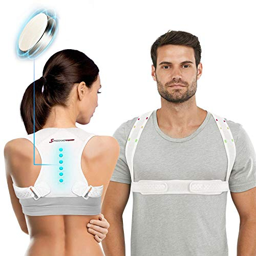 Sportstech Rücken Geradehalter mit Magneten, Rückenstütze für aufrechte Haltung, Verstellbarer Haltungstrainer gegen Nacken- Schulterschmerzen, Haltungskorrektur inkl. Softband, Damen & Herren RTX100