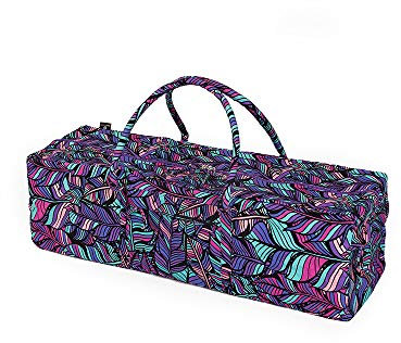 Yoga Studio Yoga-Tasche, 71 x 23 x 18 cm, Baumwolle, Tasche für Yogamatte Aufbewahrungsfächern, YKK-Reißverschluss, Violette Federn