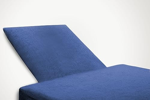 Castejo Spannbezug für Massageliegen, Behandlungsliegen, Praxisliege, Therapie-u.Kosmetikliegen mit und ohne Gesichtsschlitz Öko-Text, Frottier (65x200 Marine o. Schlitz)
