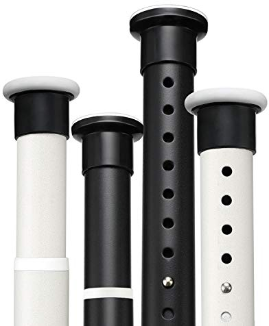 KINLO Teleskopstange für Duschvorhang, ohne Bohren, 210 – 260 cm, verstellbar, aus Edelstahl, Kleiderstange für Vorhänge, Badewannen, matt, Schwarz