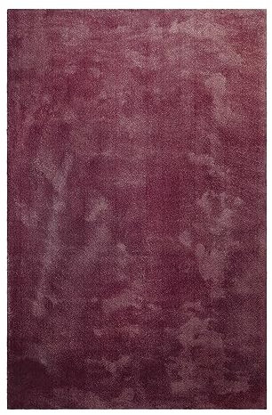 Homie Living Hochflor Teppich, modern, kuschelige, weich, flauschig für Wohnzimmer, Schlafzimmer und Kinderzimmer Sienna (Bordeaux, 80 x 150 cm)