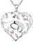 YL Mama Kette 925 Sterling Silber Oktober Geburtsstein Rosa Zirkonia Mutter halten Kinderhand Anhänger Halskette Geschenke für Mama