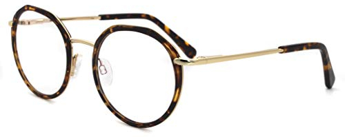 FERAVIA Anti Blaulicht Lesebrillen Computer Damen Herren Federscharnier Klar Groß Runde Retro Vintage Vollrandbrille Lesehilfe Sehhilfe Blaulichtfilter Metall Brille HAVANA