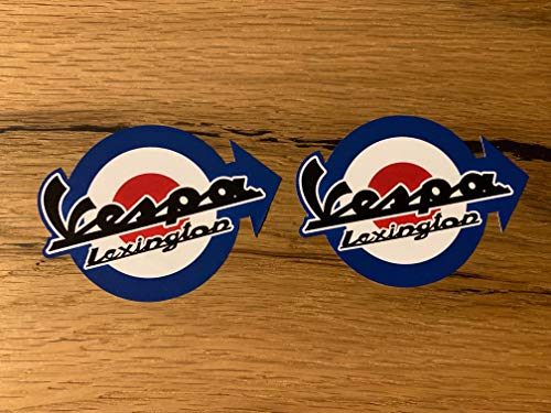 24/7stickers #729 2X Vespa Lexington Aufkleber 8,5x6cm Roller Tuning Moped 1:50 Vintage Italien UK Moped Retro Oldtimer