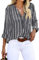 Cindeyar Bluse Damen Langarm Streifen Oberteile Casual Langarmshirt Tops Lose Baumwolle Tunika Hemd (XL, Schwarz)