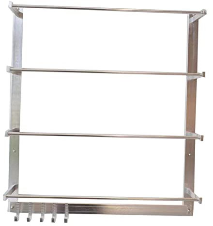 Perfeclan Rastrelliera per Bobine a Parete con 4 Aste E 5 Ganci Espositore per Chiavi a Nastro per Accessori da Cucito