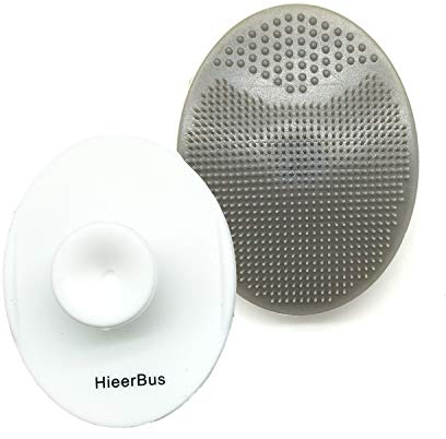 HieerBus Gesichtsreinigungsbürste, weiches Silikon-Gesicht Scrubber, Gesicht Peeling für Massage Porereinigung Mitesserentfernungsschicht Tief Scrubbing für alle Arten von Skin (2ed-White + Gray)