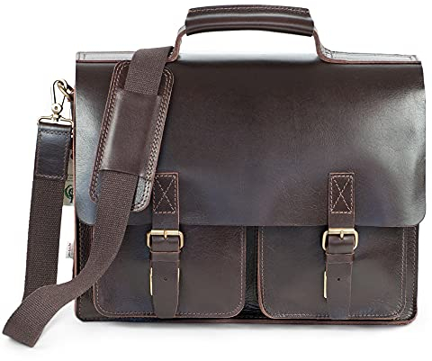Jahn-Tasche – Naturleder Aktentasche/Lehrertasche Größe L aus Anilin-Leder, Braun, Modell 420-anilin