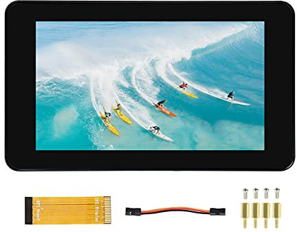 Pantalla Táctil LCD DSI de 7 Pulgadas para Raspberry Pi 4B/3B+/3A+/CM4/CM3+, 1024 × 600 IPS Pantalla Táctil Capacitiva Compatible con Raspbian, Táctil de 5 Puntos, Requiere Controlador