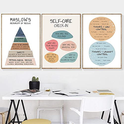 Selbstpflege Psychotherapie Poster Und Drucke Selbstliebe Wohlbefinden Leinwand Malerei Therapeut Geschenk Berater Büro Dekor-30X40Cm_No_Frame3 Stück Leinwand Hd Malerei Wandkunst, Posterdrucke Auf
