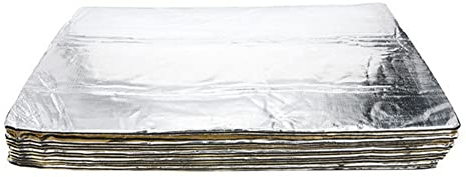 Auto Feuerfeste Pad, Asudaro 12 Stück Auto feuerfeste Schallschutzmatte 5mm Aluminiumfolie Schallschutz Baumwollmatte für Türen Decken Fußbodenheizung Isoliermatte Hitzeschutzfolie,Silber-