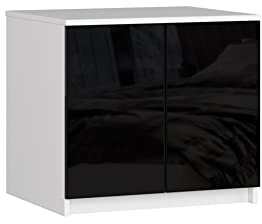 ADGO STAR S60 Erweiterung für einen Kleiderschrank 60x55x51 cm, Kleiner Zusätzlicher Zweitüriger Schrank, Schrankaufsatz, Standard Kleiderschrank, Stauraum, Deckenschrank, Vergrößerung (Schwarz Glanz)