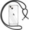 Pnakqil Cover per iPhone 14/iPhone 13 con Cordino, Trasparente Custodia con Laccio Tracolla Cellulare Girocollo Collana Protettiva per iPhone 13 6.1, Nero