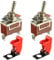 BOJACK Rocker Toggle Switch 20A 12VDC / 120VAC 2 Pin ON/Off SPST with Red Safety Cover for Car Truck Automotive (Pack of 2 Pcs)