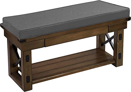 Brillars 2 Seater Bench Cushion 108x45x6cm Thick Bench Pad Mat Garden Patio Seat Cushion Soft Seat Pad for Garden Furniture Chair Indoors Outdoors, Charcoal Grey