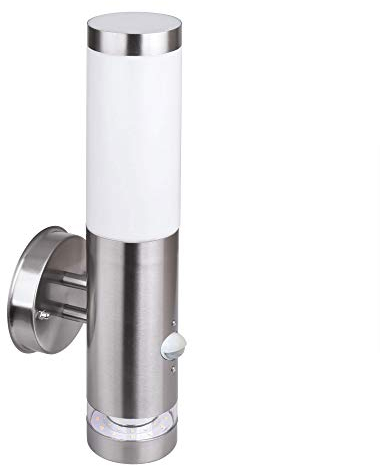 max K O M F O R T Aussenwandleuchte Aussenleuchte mit Bewegungsmelder und LED-Ring E27 Wandleuchte Wandlampe Edelstahl 232A21
