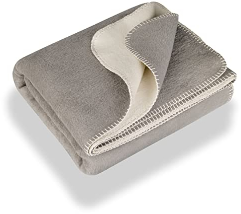 RIEMA® Flauschige Kuscheldecke aus 100% hochwertiger Bio-Baumwolle - schön warm im Herbst und Winter - weiche Baumwolldecke Made in Germany - graue Sofadecke 150 x 200cm