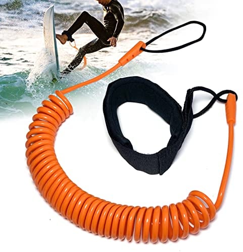Senbaler 10 Füße Surf Leash,SUP Kajak Sicherheitsleine,Coiled Fußschlaufe Einziehbares für Surfbretter,Stand Up Paddle Board (Orange)