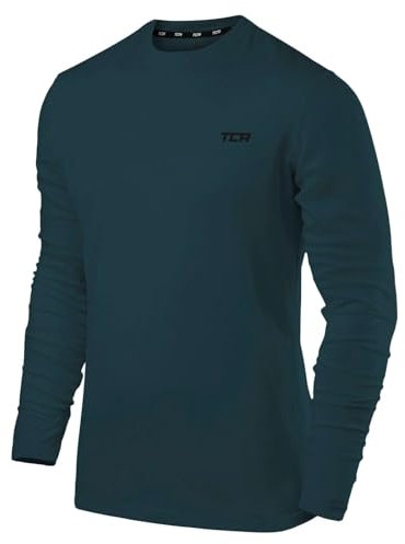 TCA Element Sport Langarmshirt Herren - Funktionsshirt mit Rundhalsausschnitt - Laufshirt Running Shirt atmungsaktiv - Langarm Sportshirt - Sport Oberteil - Blau, L