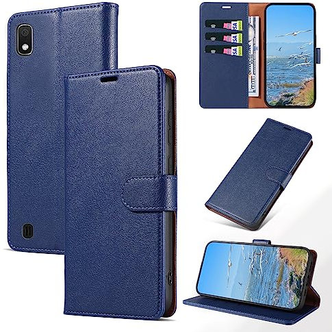 KKEIKO Hülle Kompatibel mit Samsung Galaxy A10, Magnet Klappbar Handyhülle mit Kartenfach, PU Leder Stoßfest Schutzhülle für Samsung A10, Blau