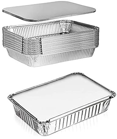 Genérico 100 bandejas de aluminio 450/500 cc con tapas de cartón y aluminio