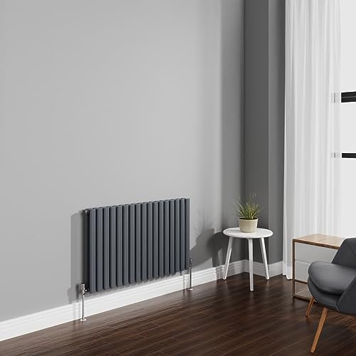 NRG Radiateur horizontal ovale pour salle de bain - 600 x 1003 mm - Anthracite - Chauffage central
