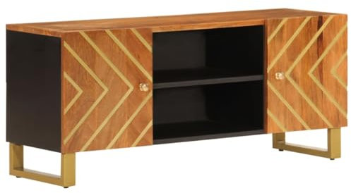 vidaXL Mobile Porta TV Marrone e Nero 105x33,5x46 cm in Legno di Mango