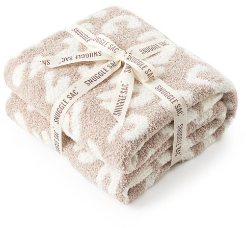 Snuggle Sac Leoparden-Überwurfdecke für Couch, Bett, Sofa, 127 x 152,4 cm, wendbar, beige, Leopardenmuster, ultraweiche, gemütliche Decken für Frauen, Mütter, Geburtstagsgeschenke