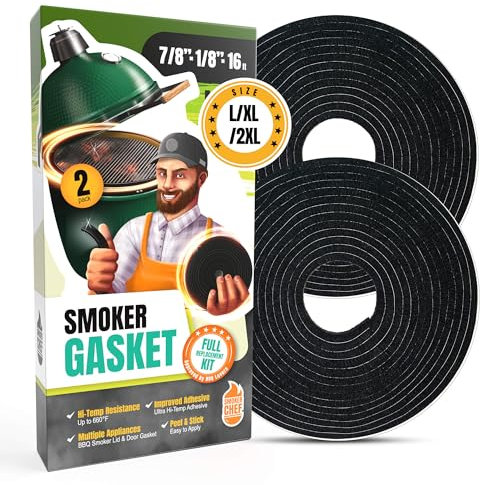 Big Green Egg Gasket Replacement Large/XL/XXL - 2-Pack x 8 FT Smoker Gasket Seal - BGE Gasket 7/8 x 1/8 Felt - Compatible with Big Green Egg - Accessories & Parts for Grill by Smoker Chef