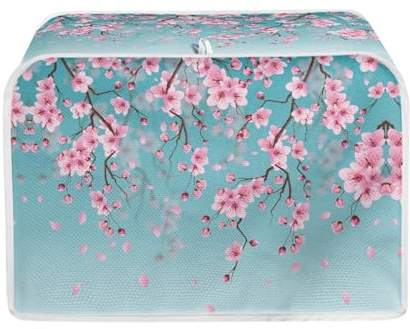 TOADDMOS Sakura Blue Toaster Cover 4 Slice,Small Appliance Cover for Kitchen,Keep Toaster Free from Dust and Fingerprint