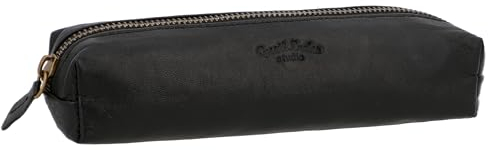 Gusti Stiftemappe Leder - Addison Damen und Herren Federtasche Federmappe Schlampermäppchen Stiftetui Schwarz Leder