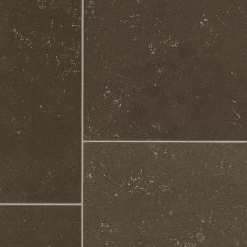Dark Brown Tile Effect Non Slip Vinyl Flooring For LivingRoom, Hallways, Kitchen, 2.0mm Thick Vinyl Sheet With Textile Backing, Waterproof Linoleum Flooring-4m(13'1) X 3m(9'9)-12m²