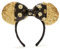 Disney Store Officiel Bandeau Oreilles de Minnie Mouse en Noir et Or de Walt Disney World, Accessoire de Tête Sequiné Unisexe avec Nœud pour Adultes - Taille Unique