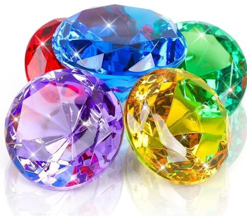 MARFOREVER Extra großes Tauch-Pool-Spielzeug, 60 mm, extra großer Diamant, bunt, Piratenschatz, Tauch-Edelsteine, riesiges Acryl-Diamant-Pool-Edelstein-Set für Sommer, Schwimmen, Party, Gastgeschenke