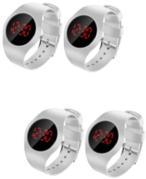 GALPADA 4pcs Led Electronic Watch for Boy Girl Unisex Wrist Watch Digital Display Fashionable Design for Students White
