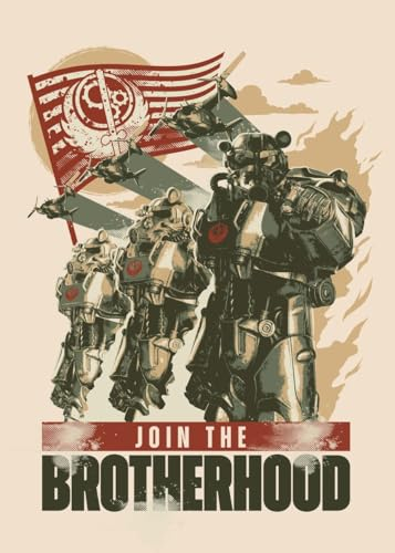 Displate Offiziell Fallout MetallPoster Magnetische Befestigung Inklusive Lizenziert Bilder Hochwertiges Poster Join the Brotherhood! Poster 45 cm x 32 cm
