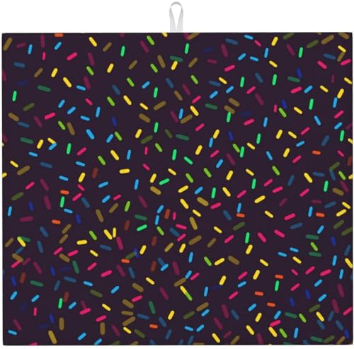 Dish Drying Mat 41x46cm, Seamless Pattern Colorful Dish Drainer Mat Durable Dish Dryer Pad Absorbent Drain Mat, For Glass Plate, Dish Kitchenware, Beer Glass